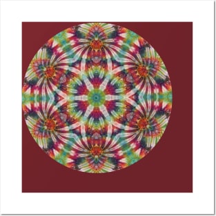 Psychedelic Kaleidoscopic Multi-Color Mandala Number 4 Circle Posters and Art